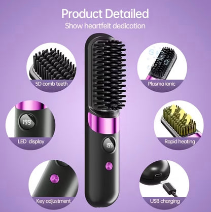 Wireless Heated Styling Comb – Straighten, Curl & Refresh on the Go