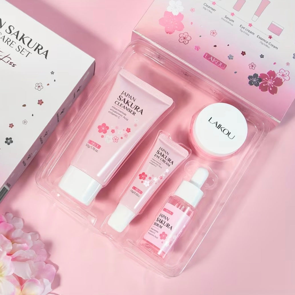 LAIKOU Sakura Cherry Blossom Skincare Set – 4 Piece Daily Care Collection