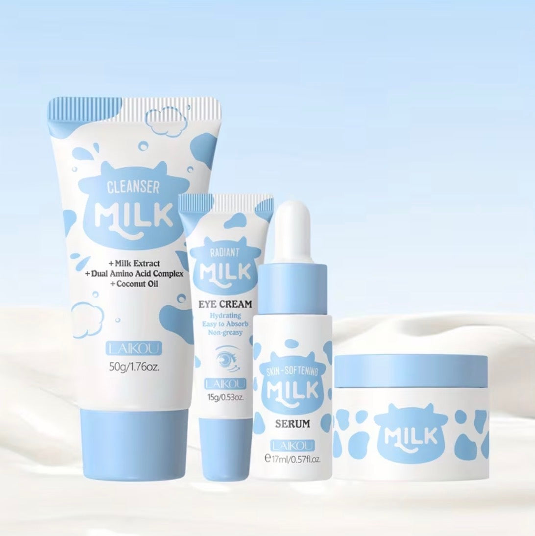 LAIKOU Milk Facial Skincare Set – Nourishing 4 Piece Collection