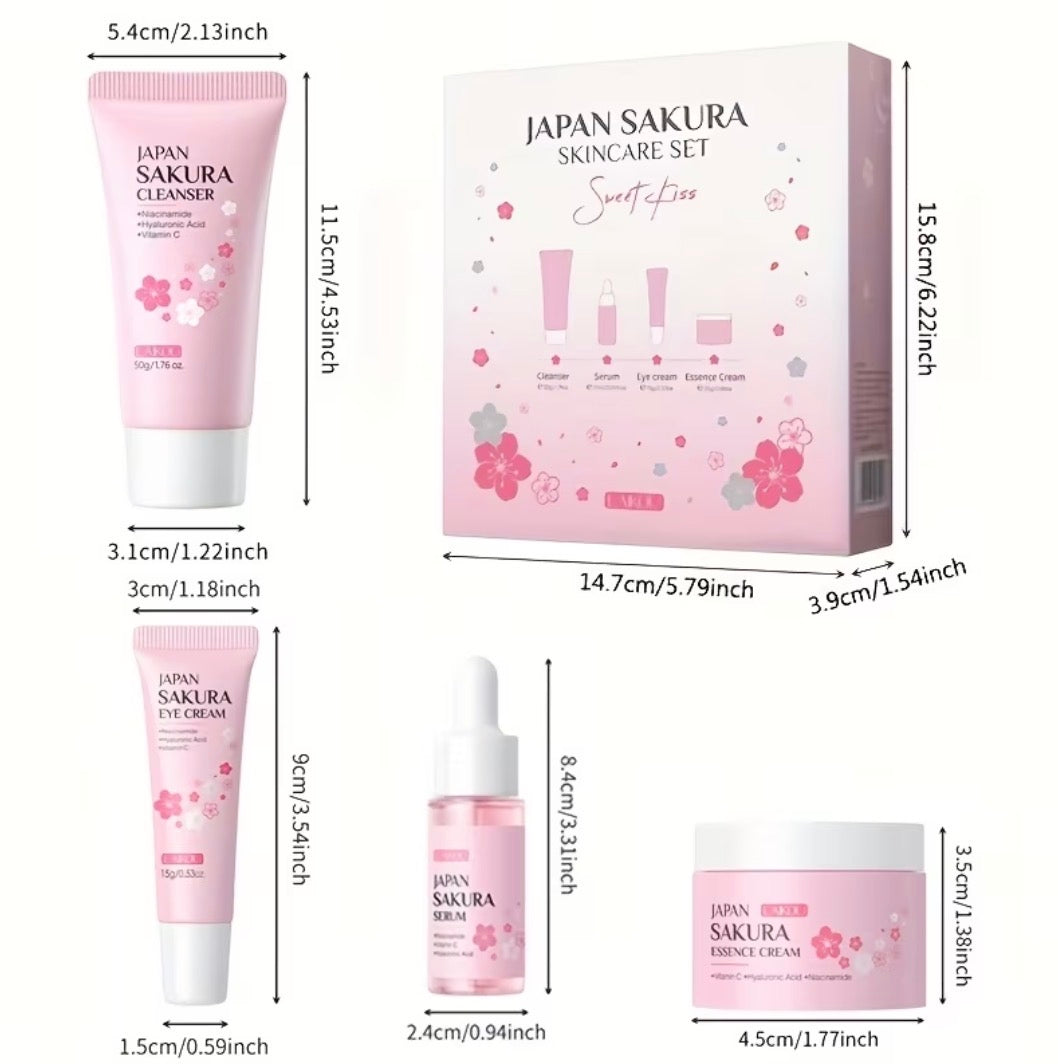 LAIKOU Sakura Cherry Blossom Skincare Set – 4 Piece Daily Care Collection