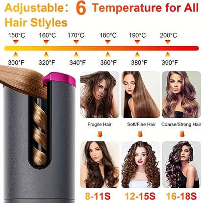 USB Rechargeable Automatic Curling Iron – Effortless Curls Anywhere