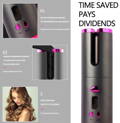 USB Rechargeable Automatic Curling Iron – Effortless Curls Anywhere